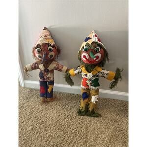 Vintage Scarecrow Toy Doll Needlework 24” Lot Halloween Oz 1970s Bucilla Fall